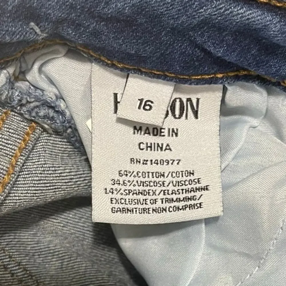 Hudson Girls Distressed Frayed Hem Skinny Jeans Size 16‎